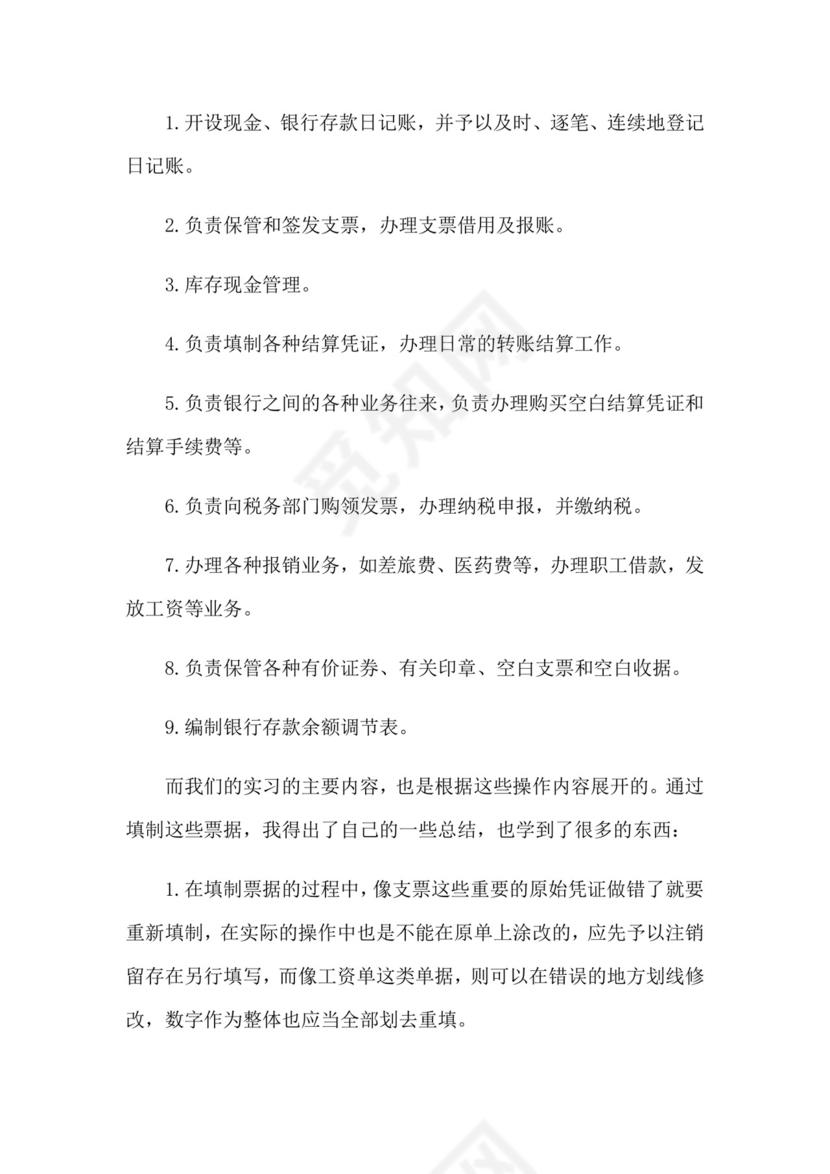 出纳实习报告(15篇).doc