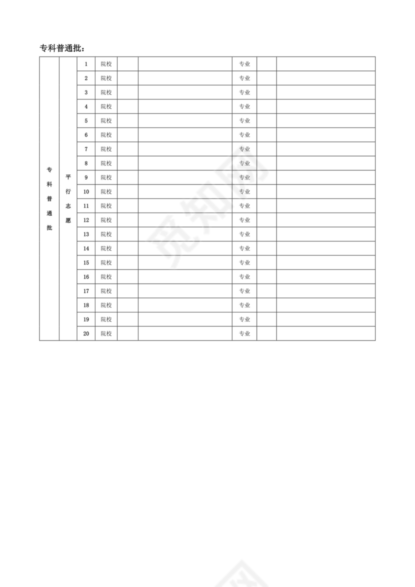 高考志愿填报表格模板.doc