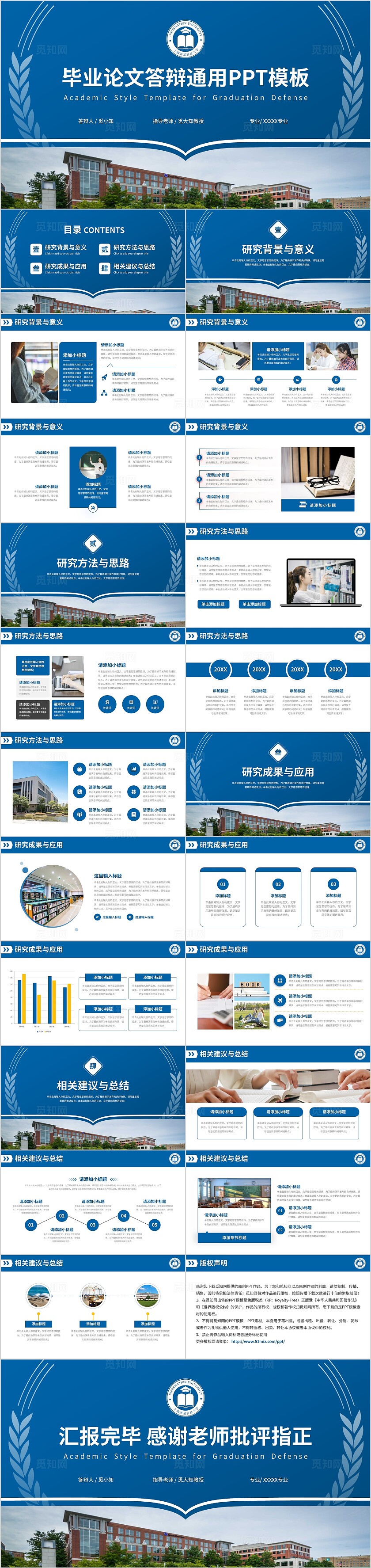 蓝色简约大气毕业论文答辩开题报告通用PPT