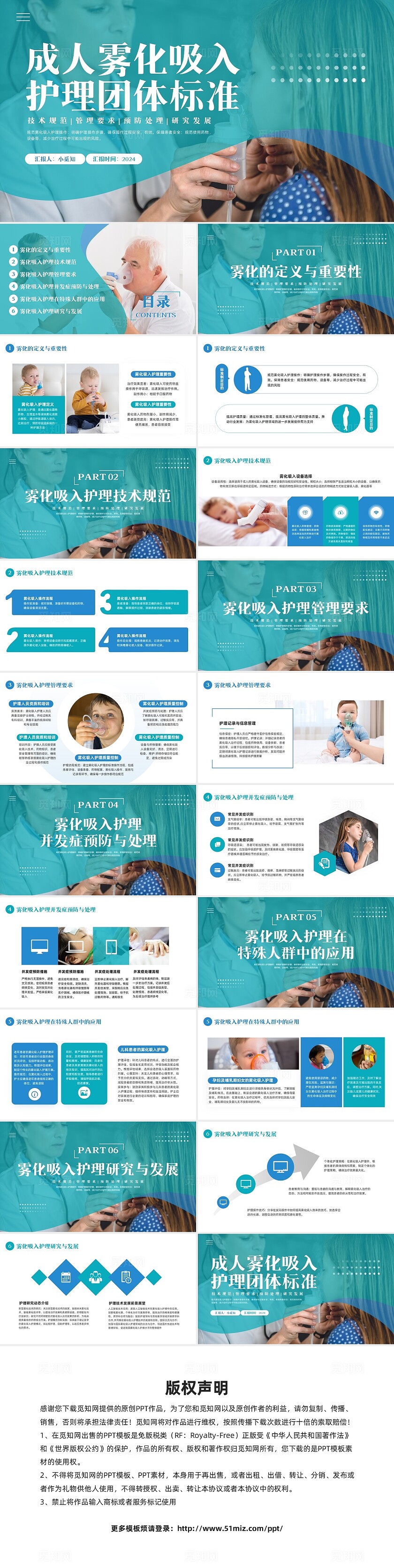 蓝绿简约雾化吸入团体标准解读PPT模板宣传PPT动态PPT护理团体标准团体标准