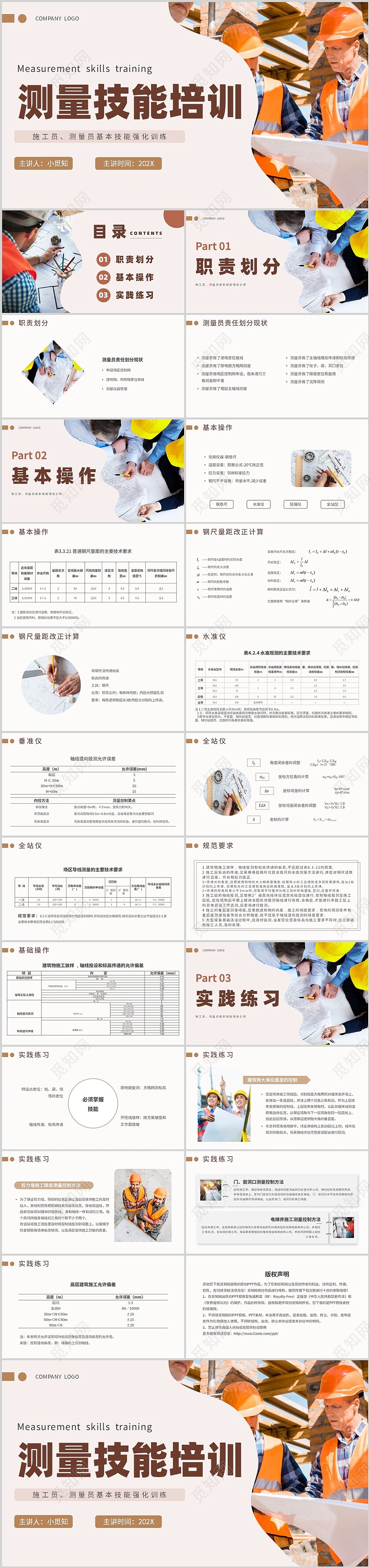 简约实拍测量技能培训施工员测量员基本技能强化训练PPT模板