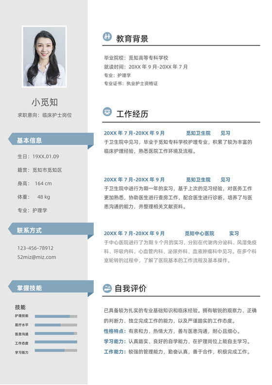 医护简历医生护士求职模板