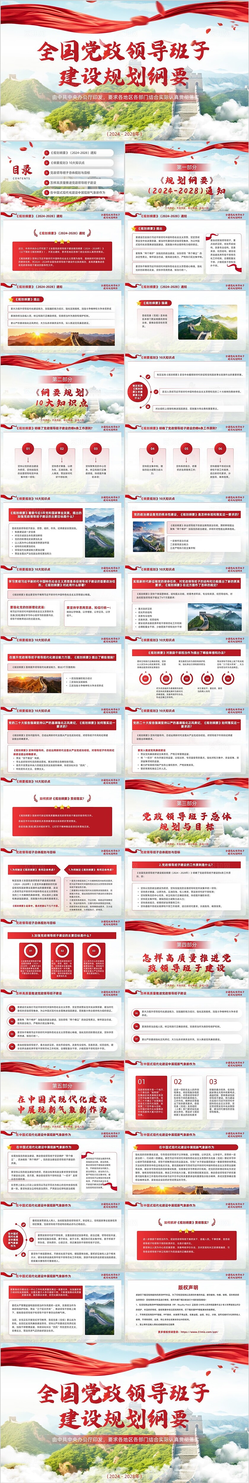 红色党建风全国党政领导班子建设规划纲要党课PPT模板