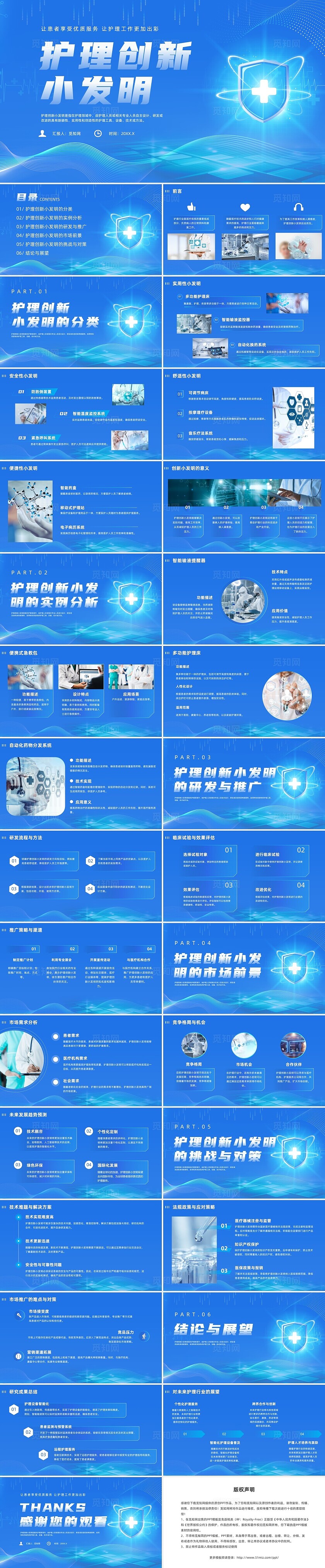 蓝色科技风护理小发明及小创造培训课件