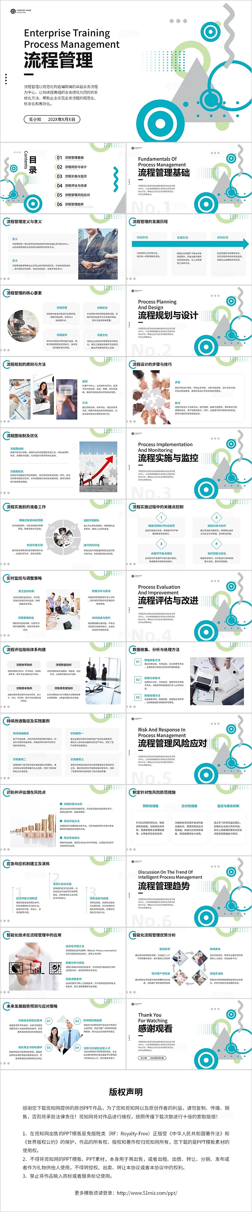 绿色几何简约平滑式流程管理企业培训ppt模板