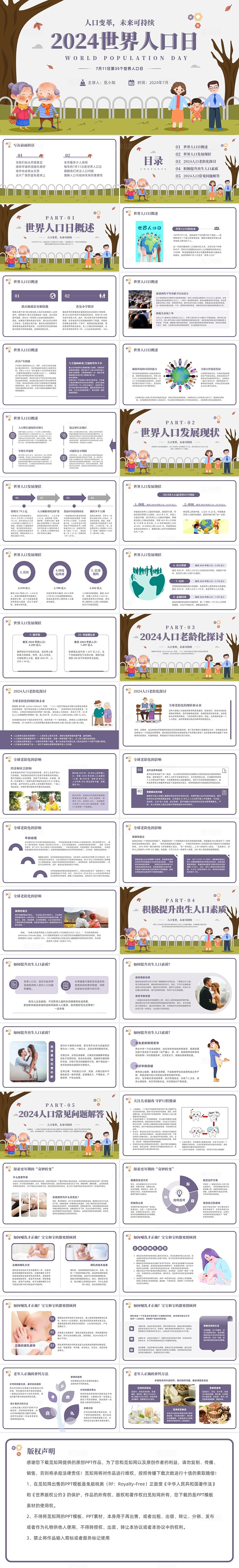 2024世界人口日老龄化探讨积极提升出生人口素质常见问题PPT