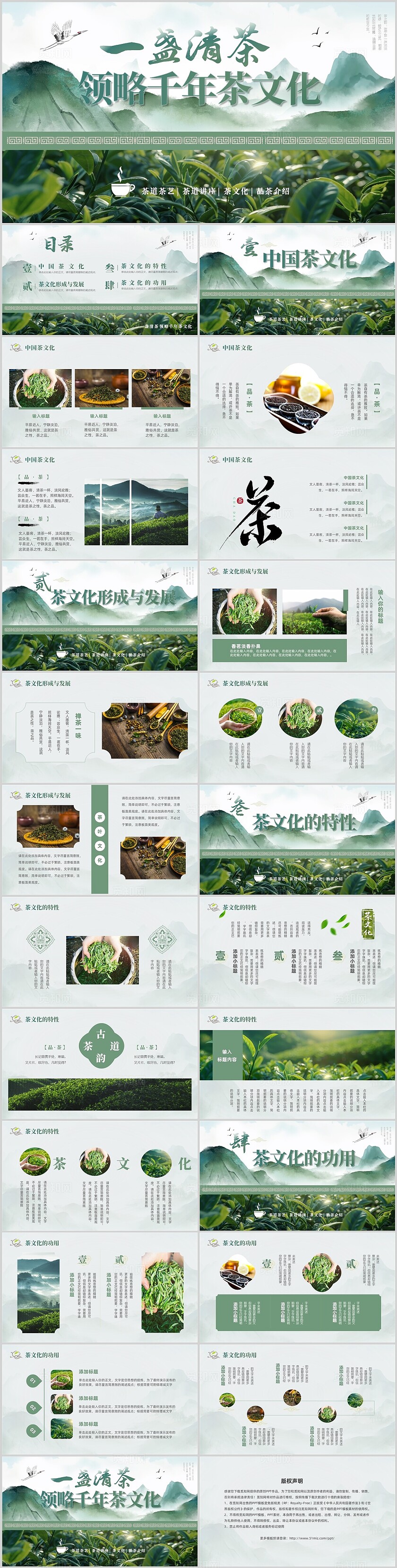 绿色水墨实拍茶树中国茶文化介绍PPT中国传统文化