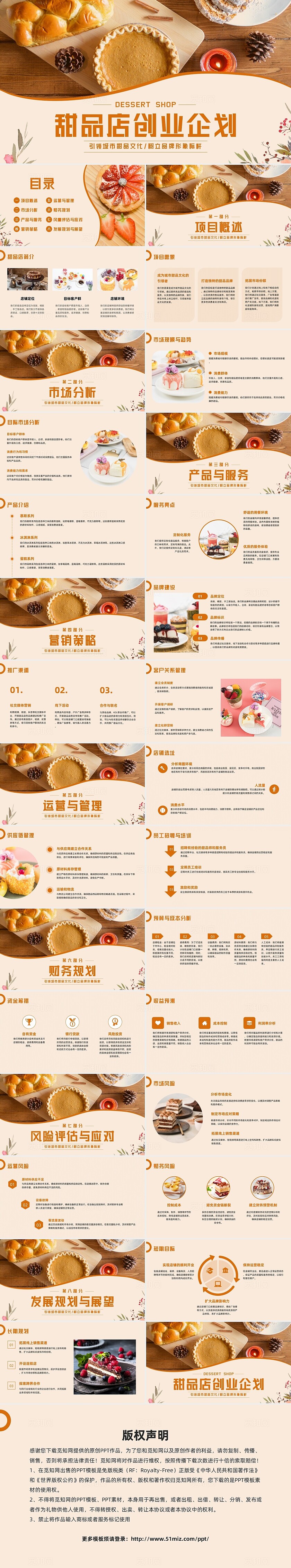 橙色简约实拍甜品店创业PPT模板宣传PPT动态PPT互联网创新创业大赛