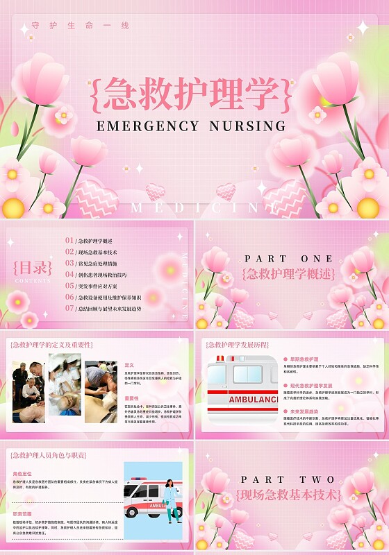 粉色微粒体弥散风医疗急救护理学课件PPT