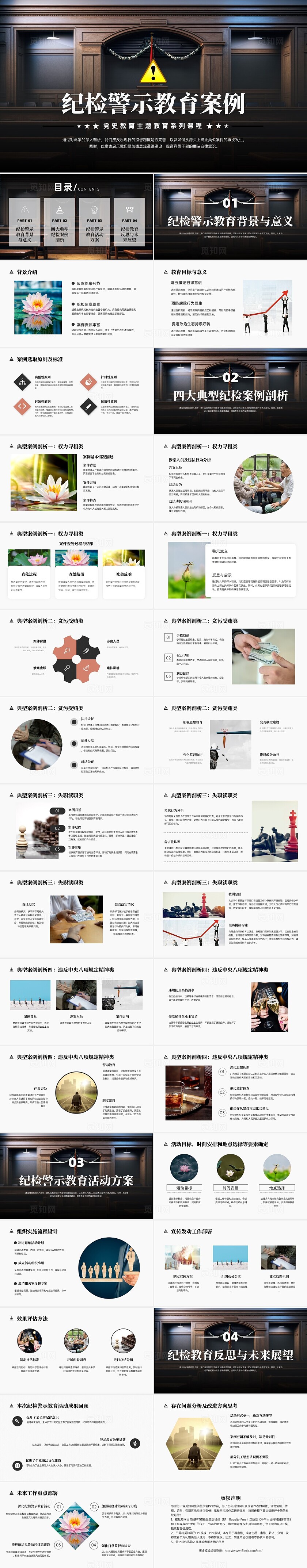 深灰色实拍严肃风格纪检教育案例分享PPT课件警示教育