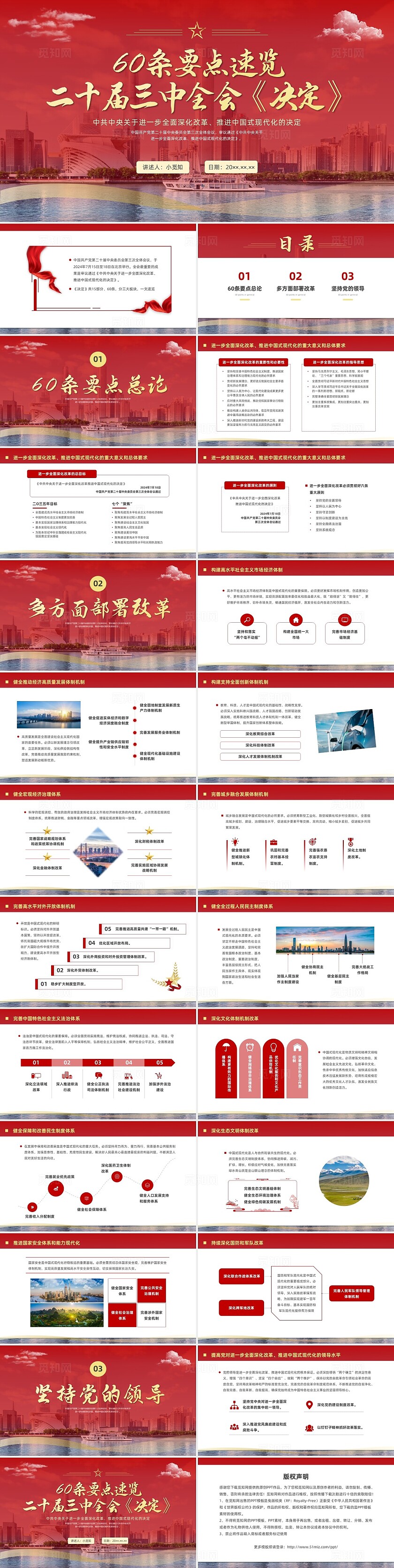 红色实拍60条要点速览二十届三中全会《决定》党建PPT课件