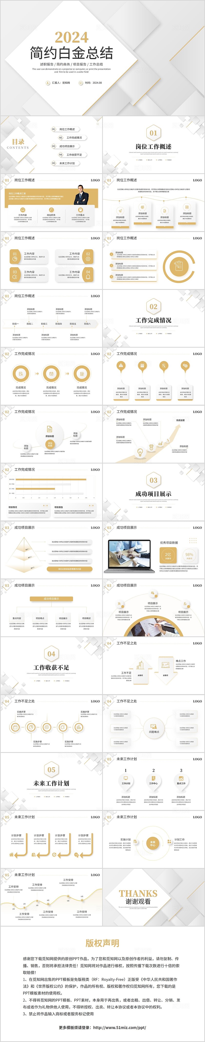 简约几何微粒体白金风工作总结述职报告工作计划ppt模板