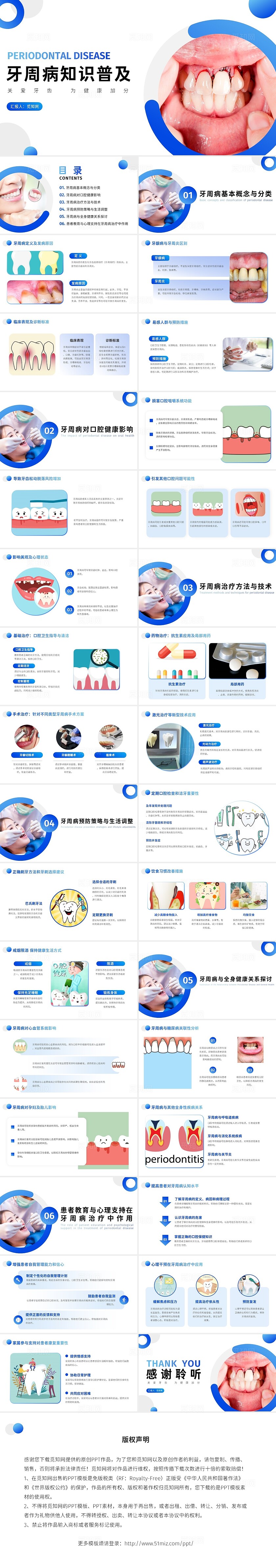 蓝色渐变实拍静态医学牙周病知识普及PPT课件口腔
