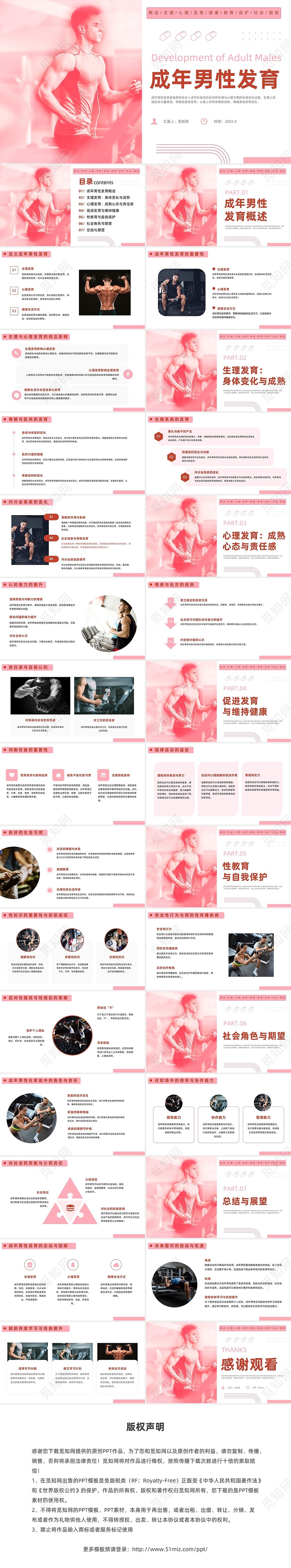 红色简约风成年男性发育培训课件男性教育