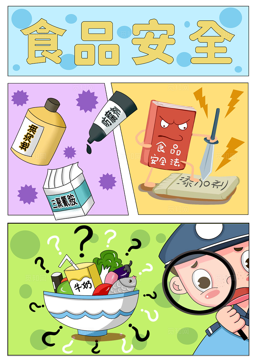 开学食品安全教育手绘插画食品安全手抄报开学第一课