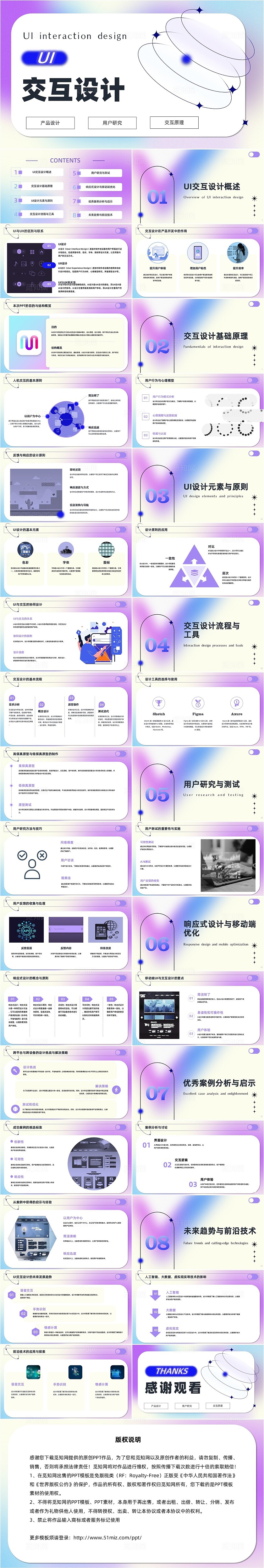 蓝紫渐变弥散风UI交互设计产品设计专项培训运营演讲PPTui