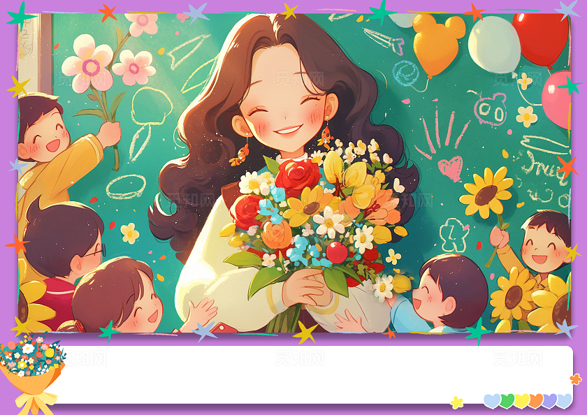 紫色卡通老师我想对您说小报手抄报小学生手抄报