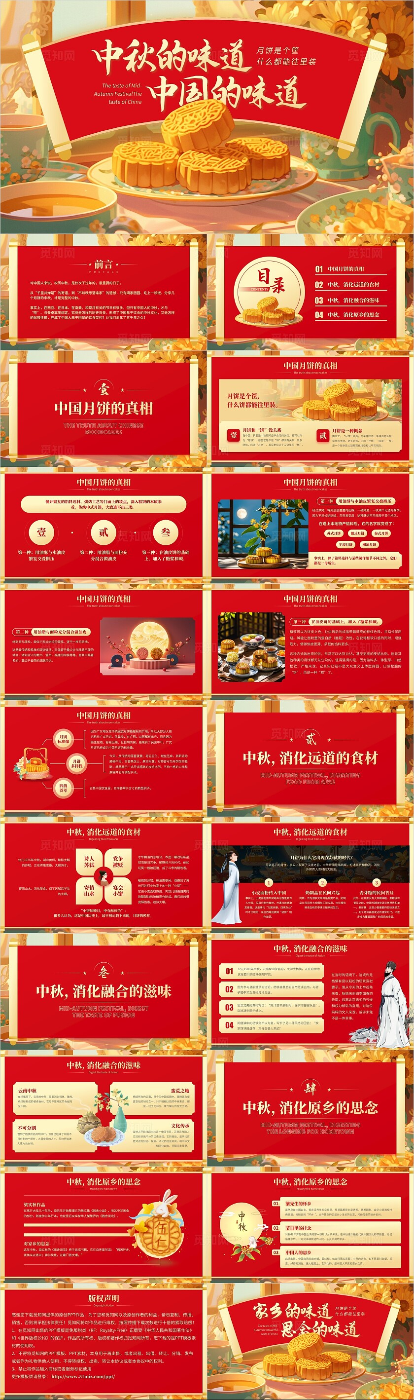 红色简约大气中国风中秋节主题教育班会月饼介绍节日庆典PPT