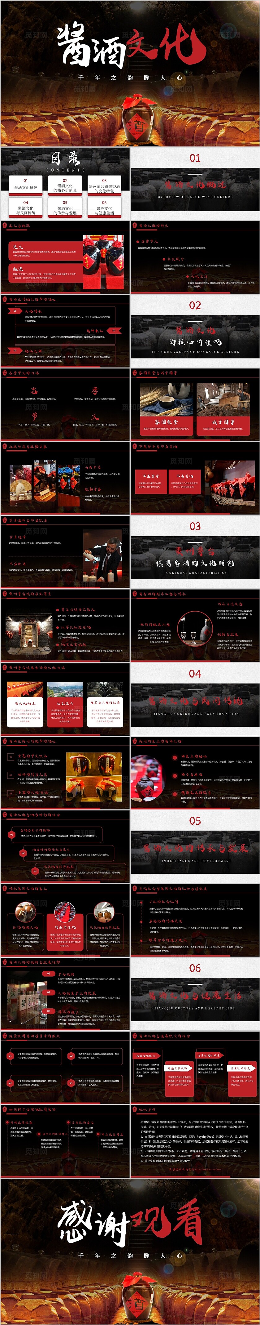 红黑色简约酱酒酱酒文化宣传ppt模版