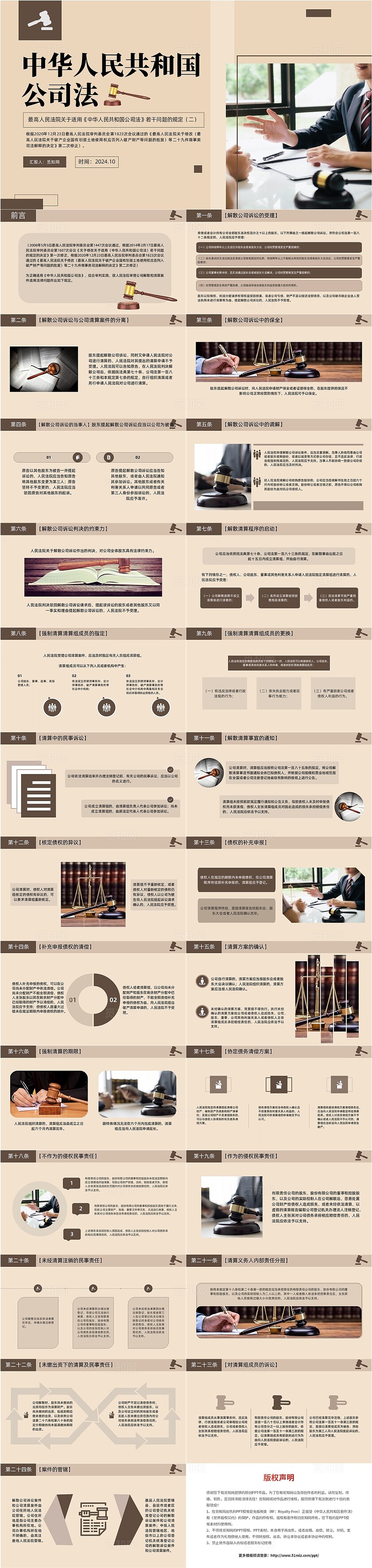 棕色简约中华人民共和国公司法解读PPT