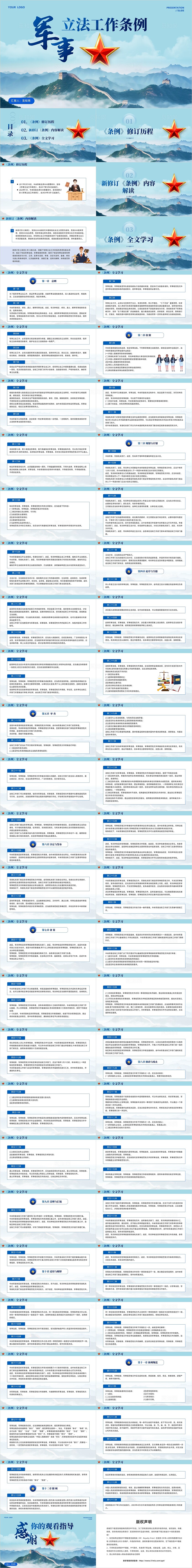 蓝色大气2024年新修订军事立法工作条例解读学习党课课件党建党课党政