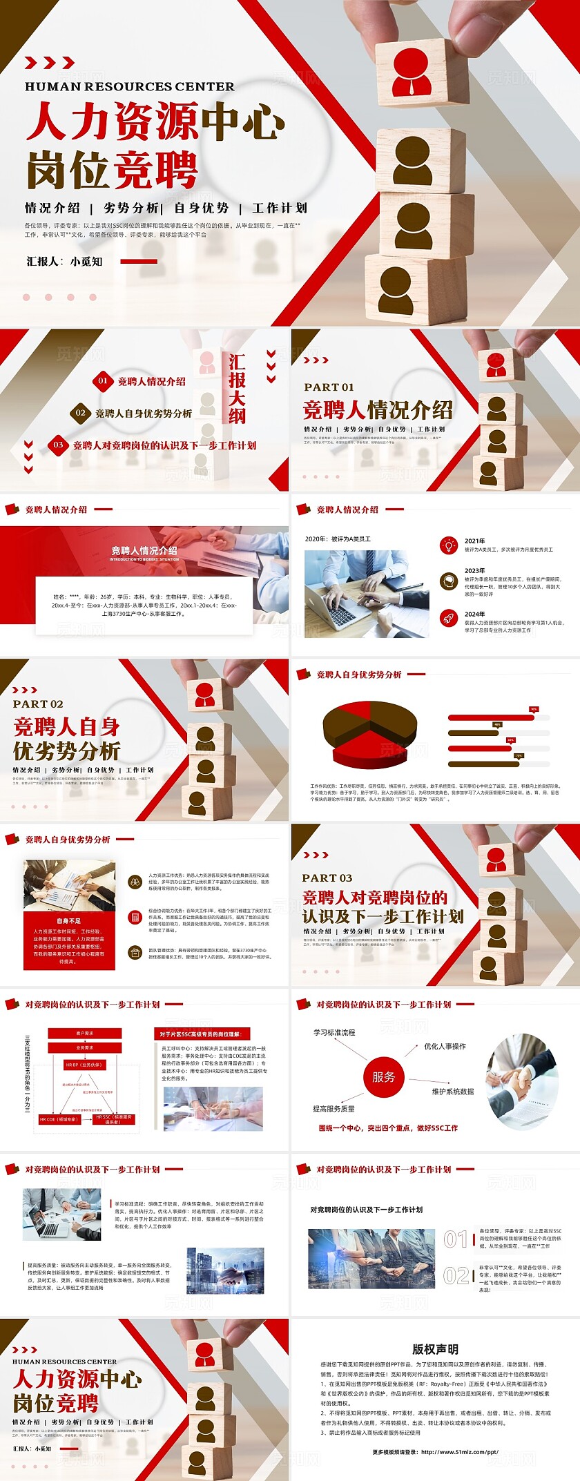 岗位竞聘红棕简约实拍竞聘PPT模板宣传PPT动态PPT