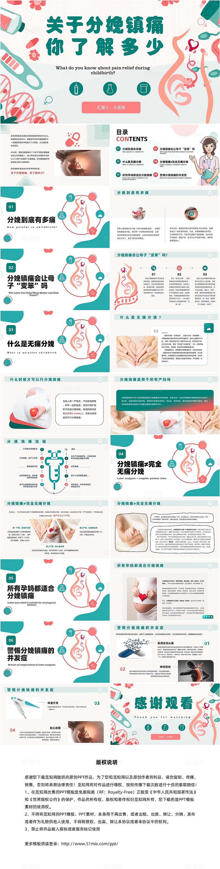 清新简约分娩镇痛世界镇痛日孕妇健康药物科普医疗护理孕期培训ppt