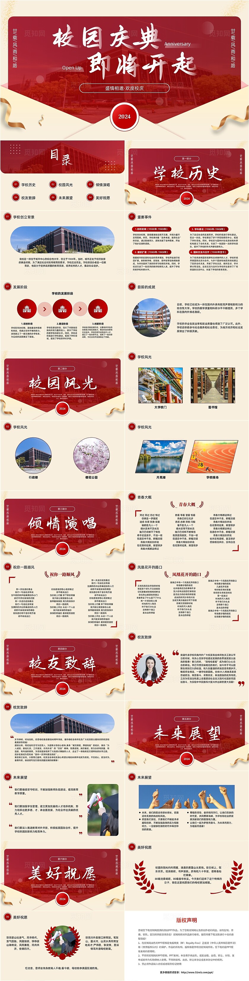 红色简约风校庆活动介绍周年庆PPT生日