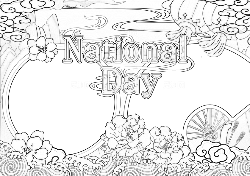 红色国潮风格国庆节英文小报手抄报节日英文小报手抄报