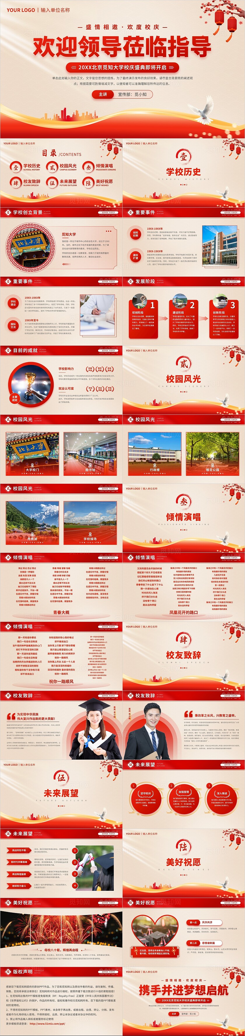 红色简约大气热烈欢迎领导莅临指导工作大学校庆盛典晚会PPT