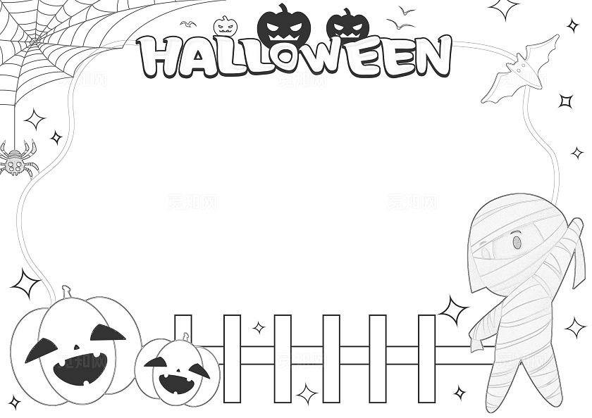 橘色卡通万圣节英语小报手抄报小学生手抄报