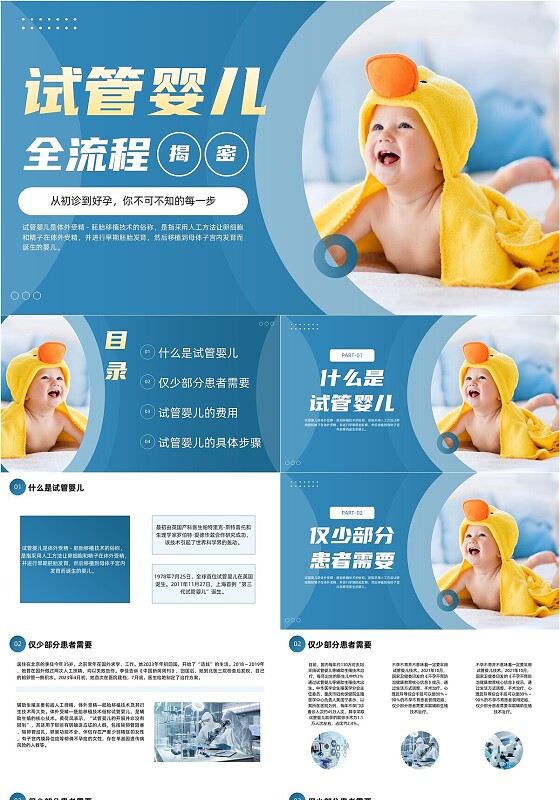蓝色简约试管婴儿医学课程培训PPT健康宣教