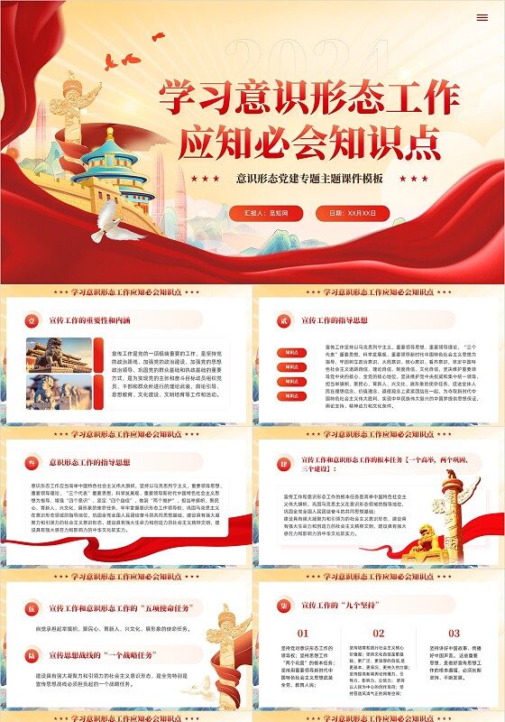 党建学习意识形态工作应知必会知识点党课学习教育课件ppt党建党课党政