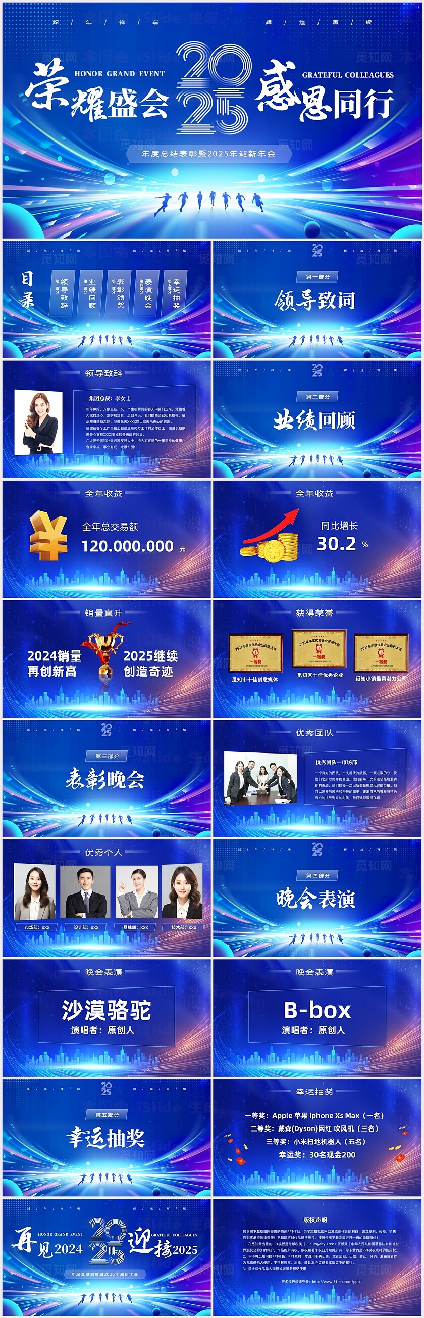 蓝色大气企业2025年终颁奖晚会年终表彰晚会企业年会PPT2025年年会