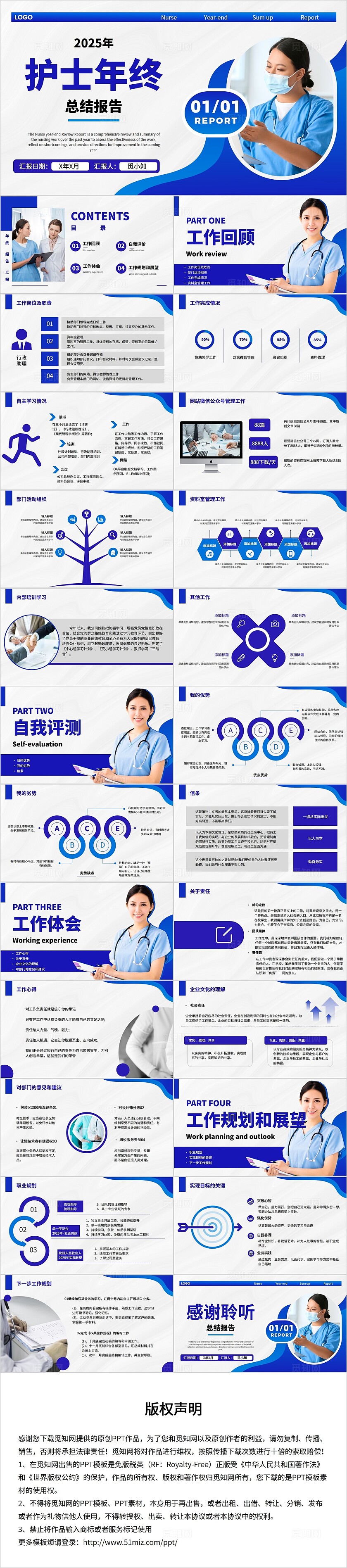 护士护理年终总结蓝色简约2025年护士年终总结报告2025年终总结