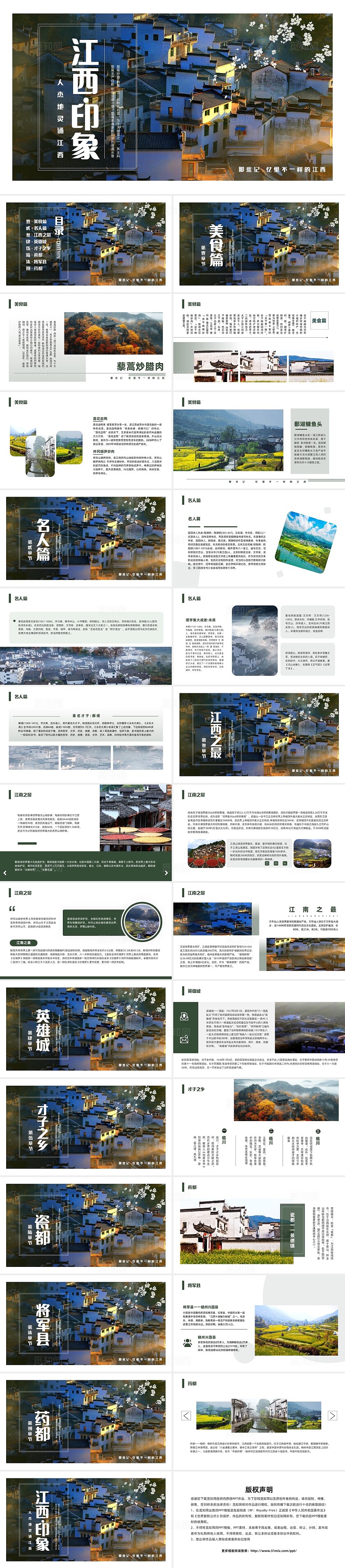 家乡介绍深色简约实拍江西旅游PPT模板宣传PPT动态PPT旅游宣传