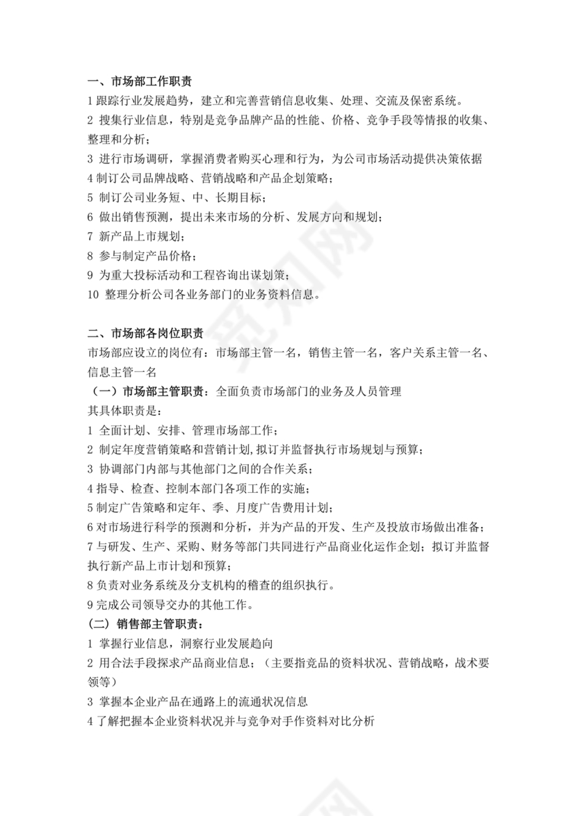 市场部职能
