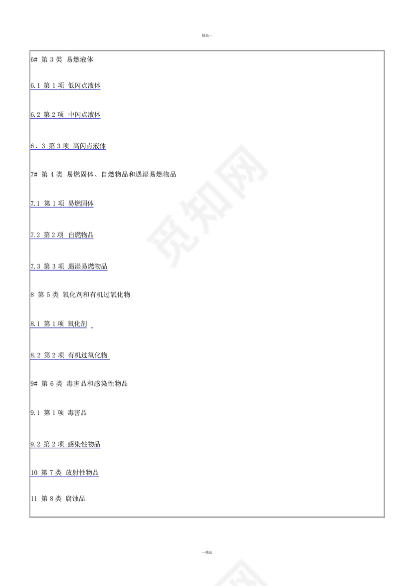危险货物品名表