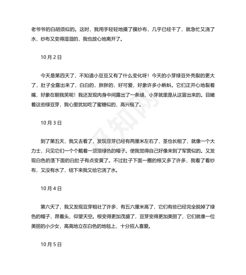 观察绿豆芽的生长过程日记