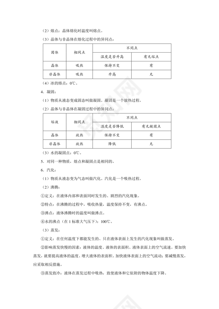 初二物理知识点归纳