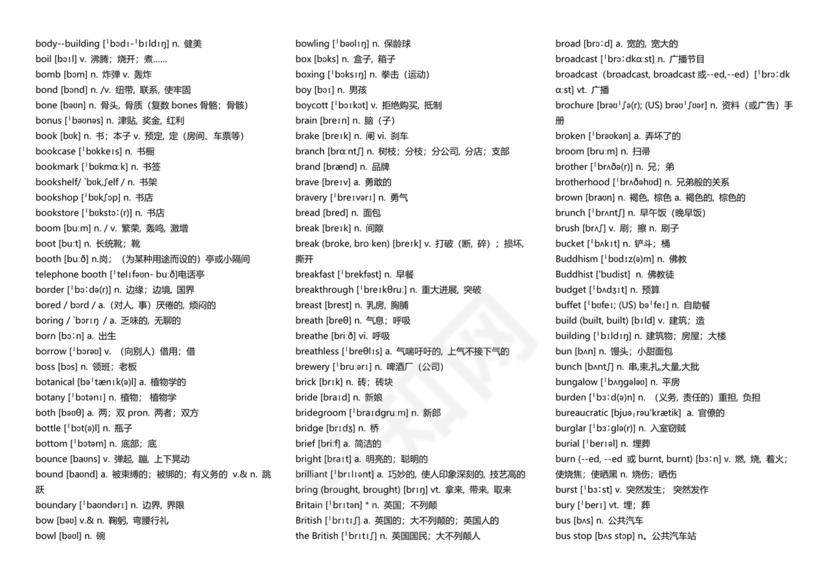 高中英语3500单词表乱序版带音标