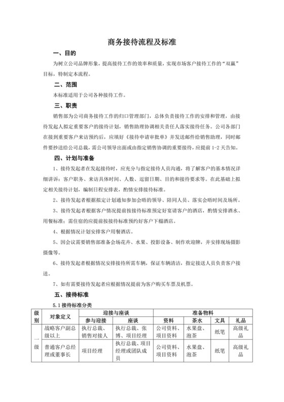 商务接待流程及标准