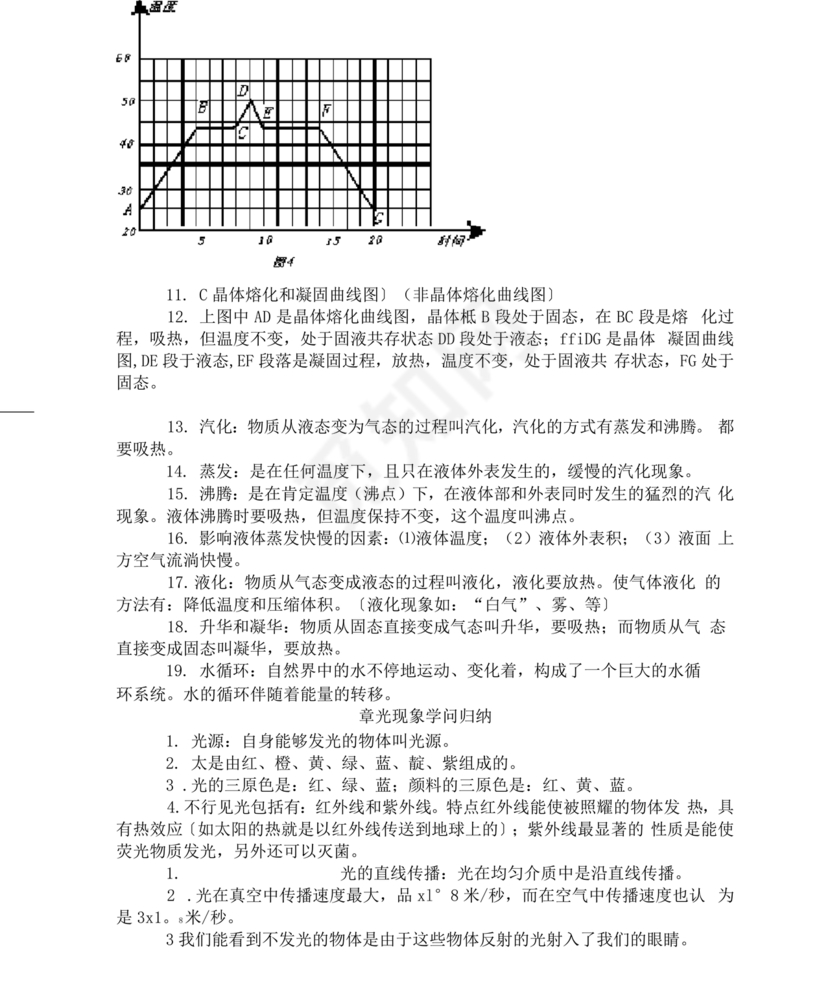 初中物理知识点总结归纳(完整版)可打印