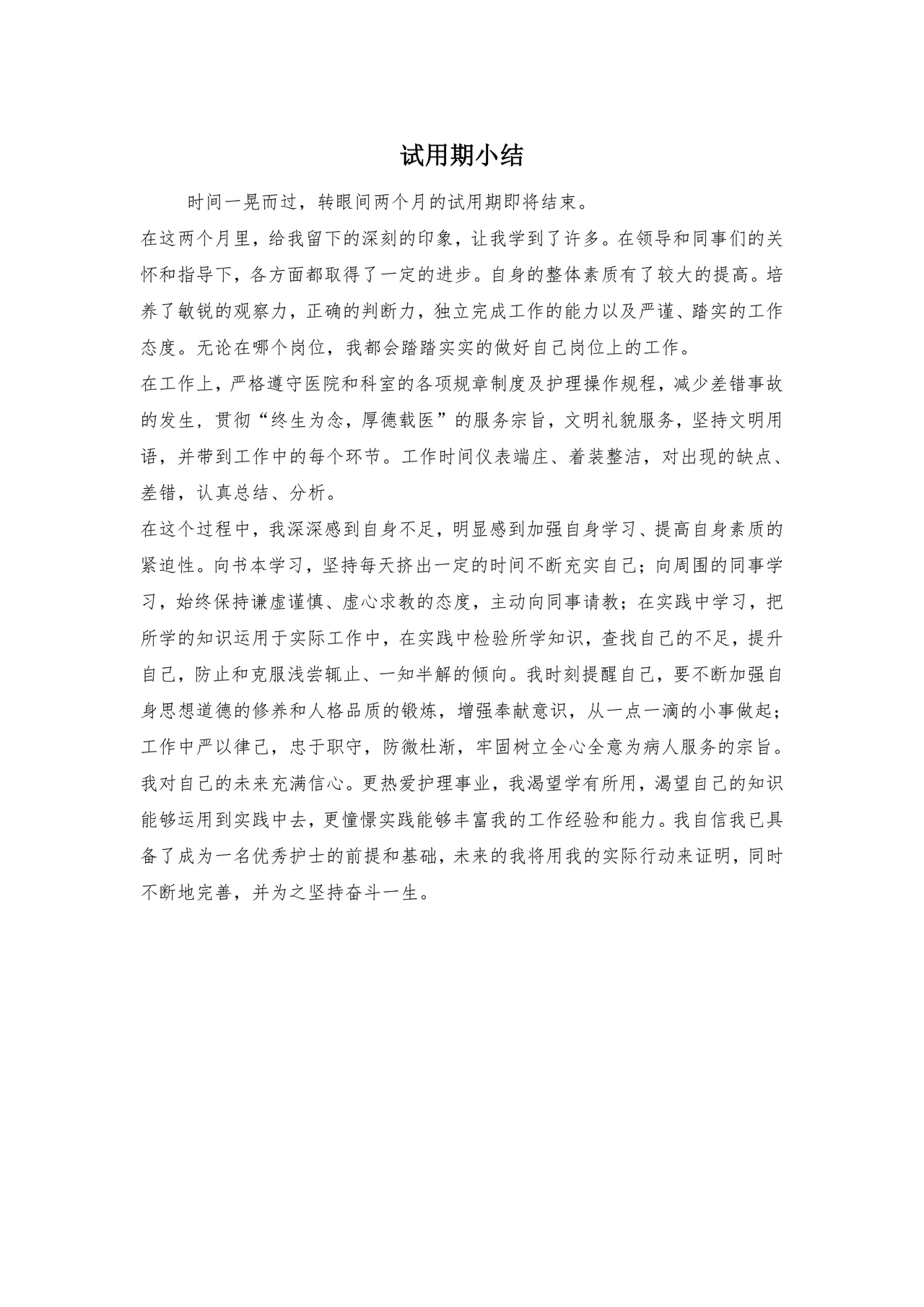 试用期小结
