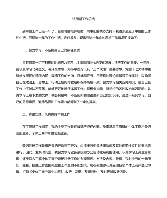 试用期小结