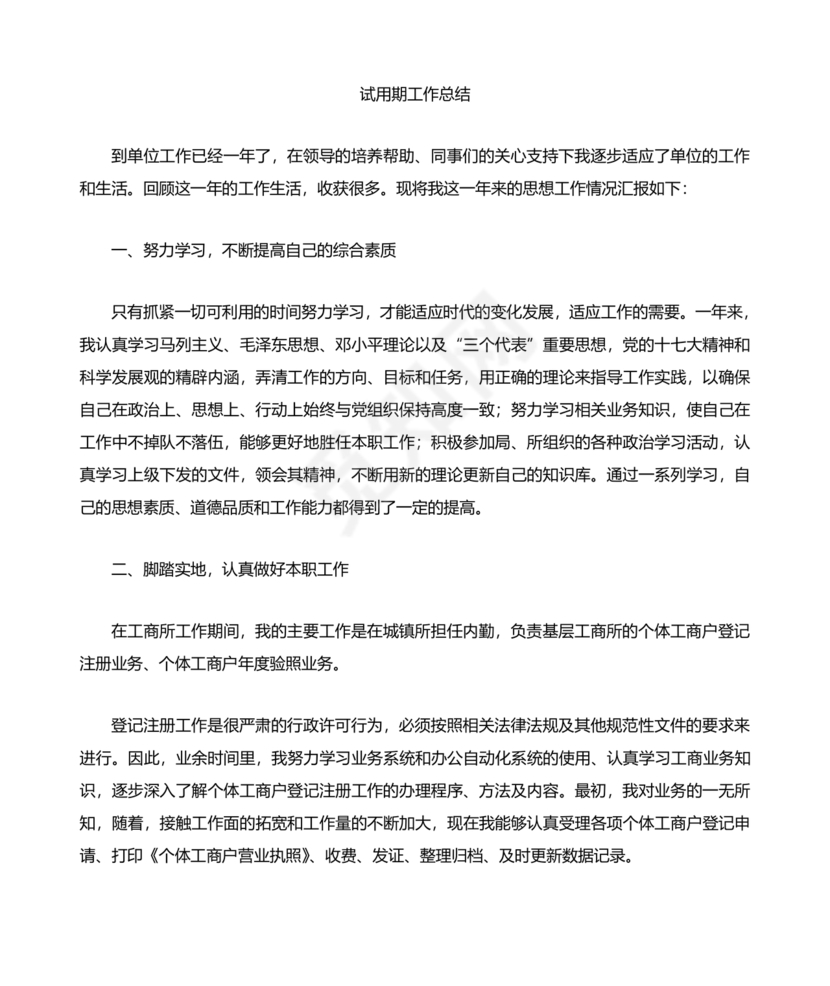 试用期小结