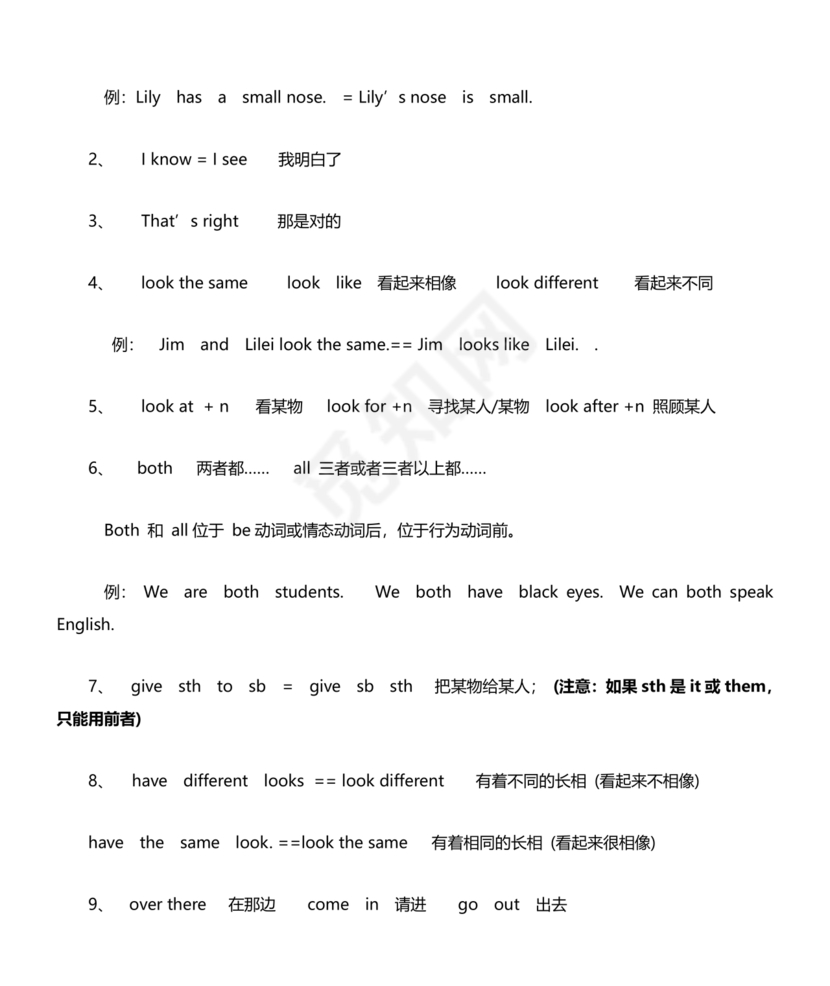 七年级上册英语知识点总结归纳