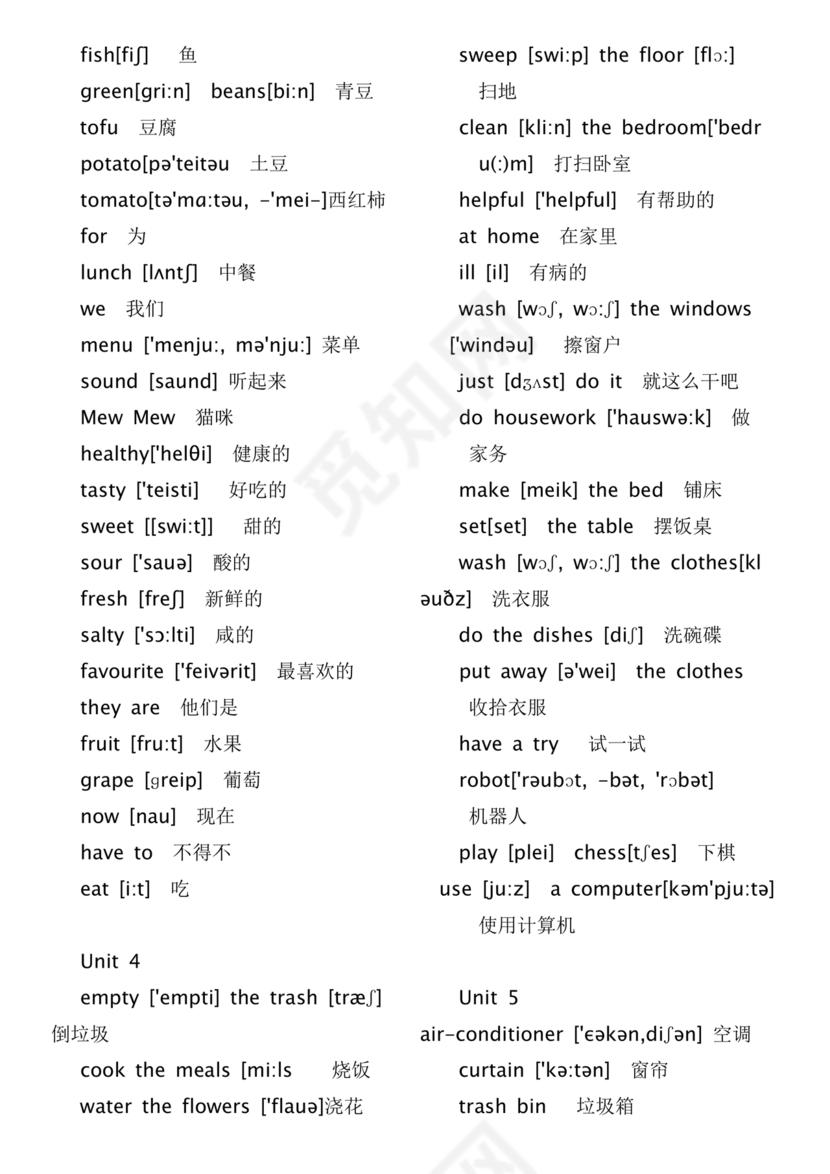 人教版小学英语单词表3至6年级打印免费