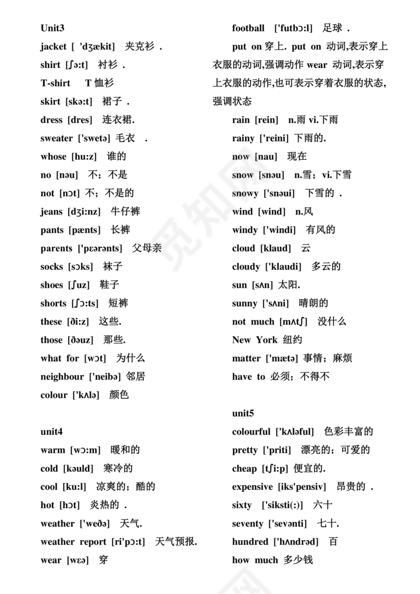 人教版小学英语单词表3至6年级打印免费