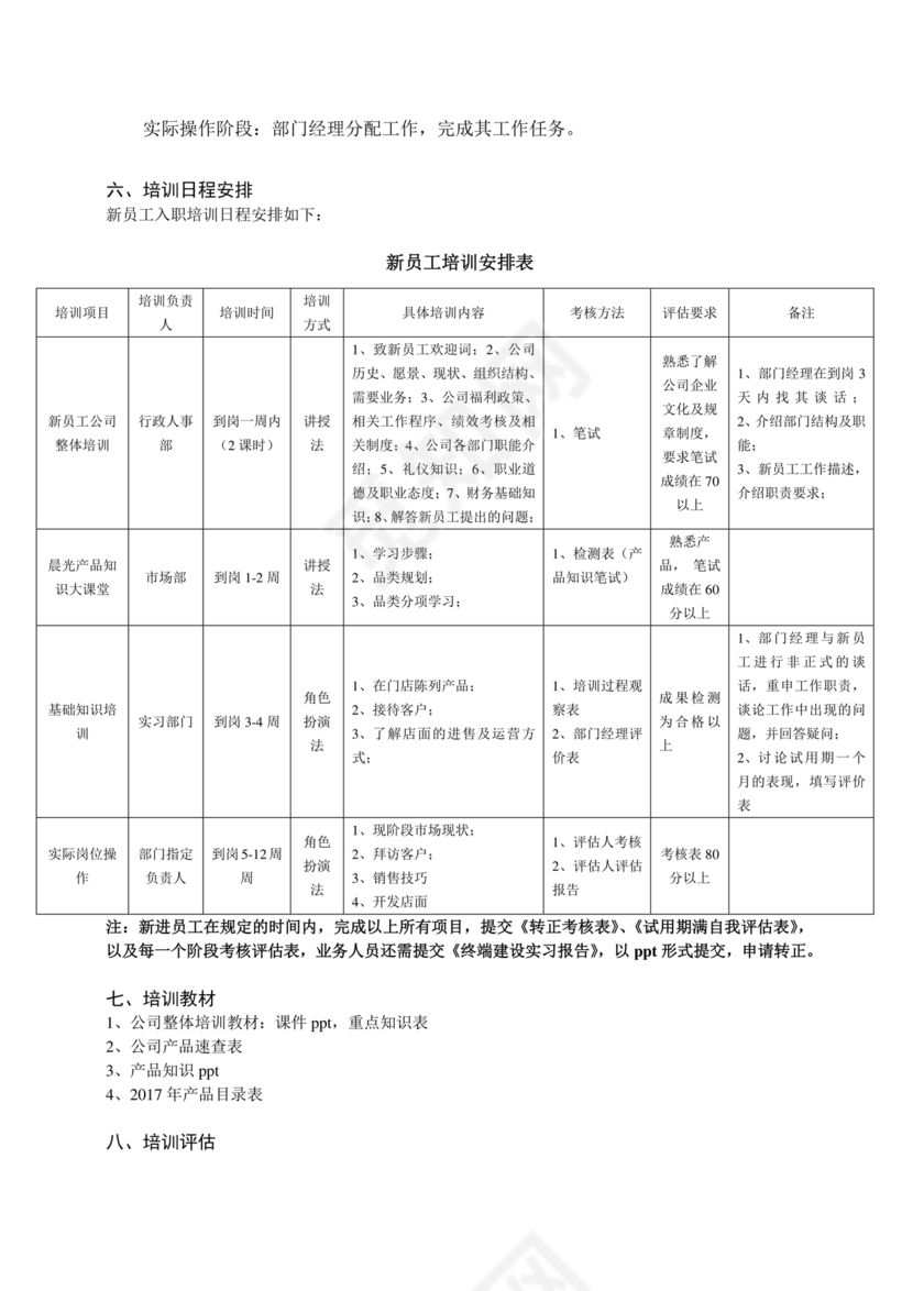 新员工培养计划
